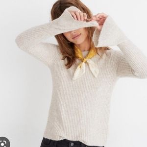 Madewell wool blend bell cuff ribbed Oatmeal colour sweater